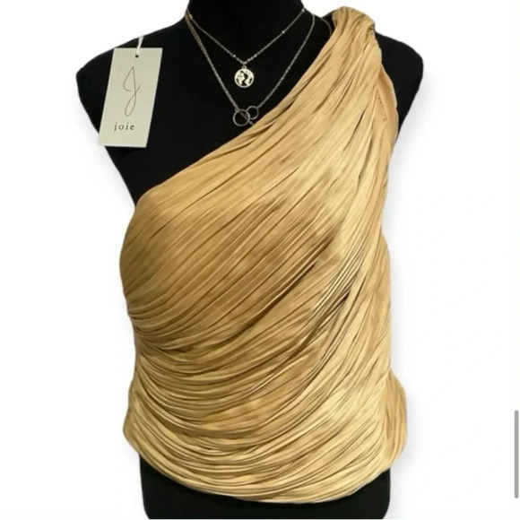 Joie Asymmetrical One Shoulder Ruched Top NWT | Yellow Gold | Size S - Picture 1 of 5